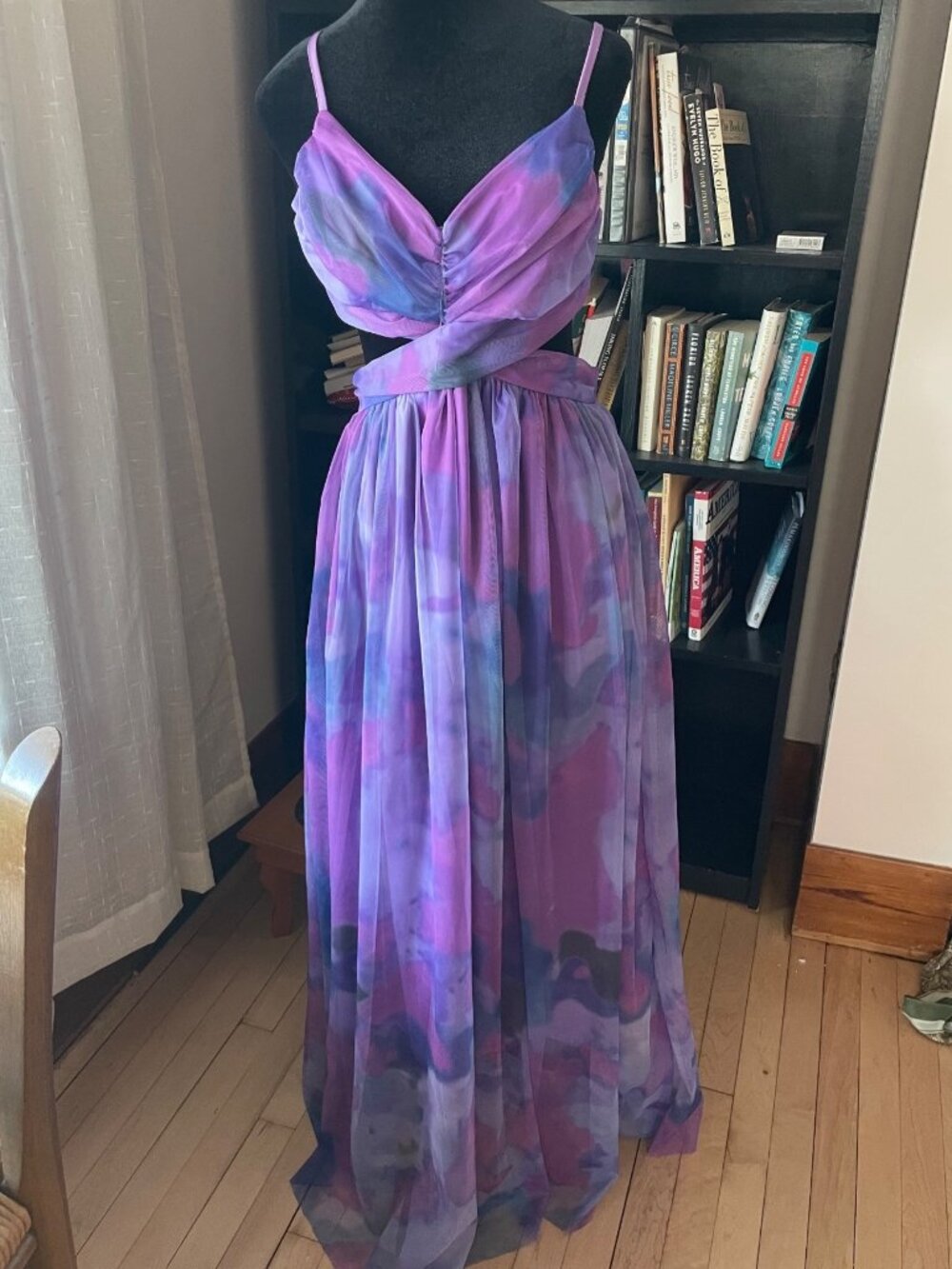 Handmade Fairycore Layered Maxi Dress Purple Pink Open Back Cutout Festival S